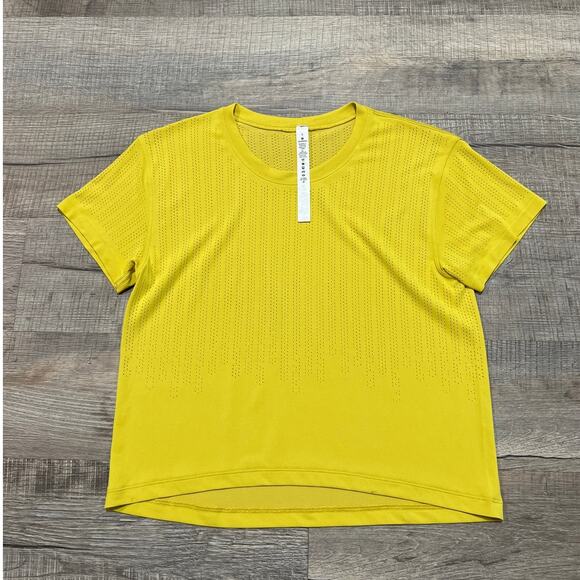 Lululemon Size Small Yellow Mesh Vent Short Sleeve Athletic Running Crew T Shirt - Picture 1 of 8